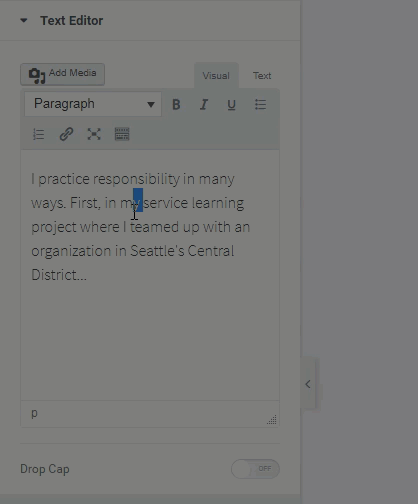 Highlight text and click the hyperlink button to link to your work